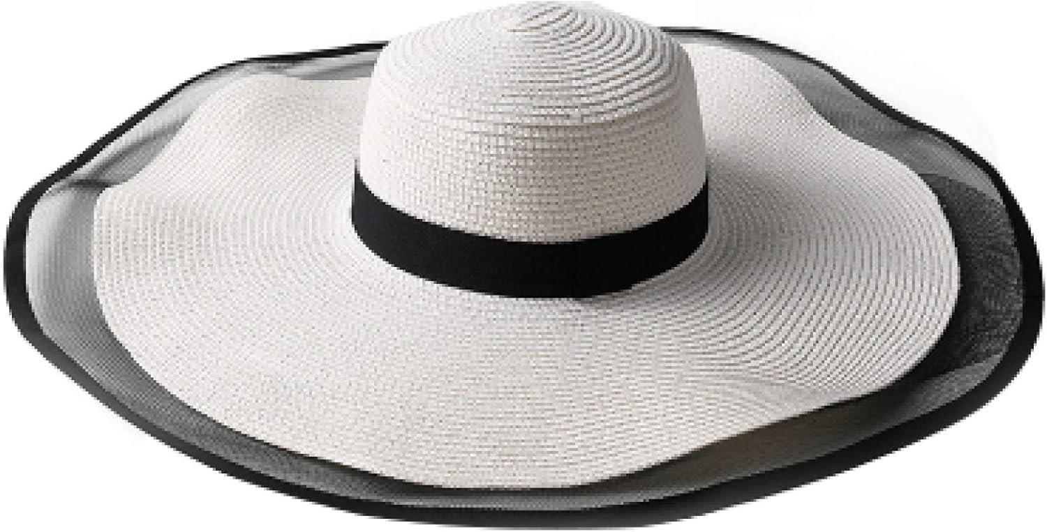 Summer Spring Beach Hat for Women Daily Wear Floppy Straw Sun Hat Foldable Floppy Hat with Sun Visor Wide Brim