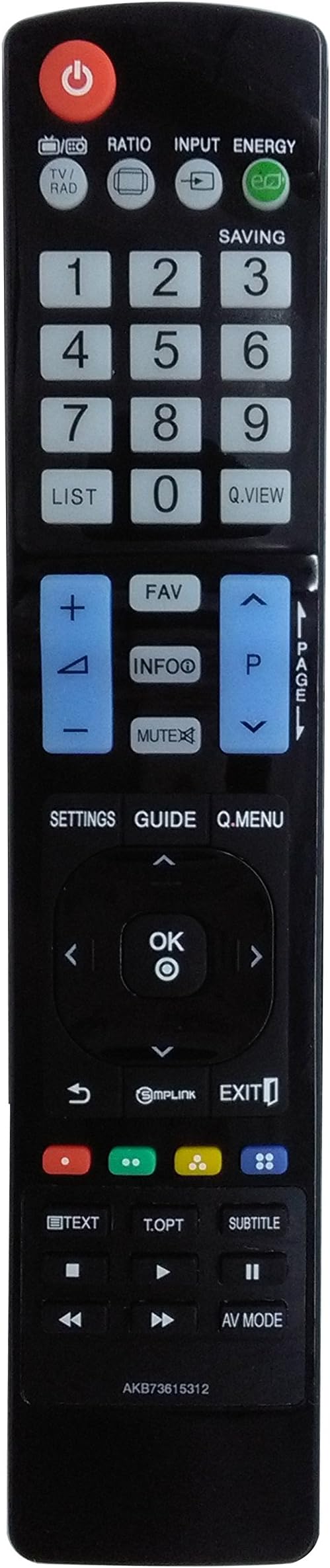 AKB73615312 Replaced Remote Controller fit for LG TV 47LS4600 50PA4500 50PA6500 60PA6500 32LS4600 42LS4600 Sub AKB74115502 AKB72914216