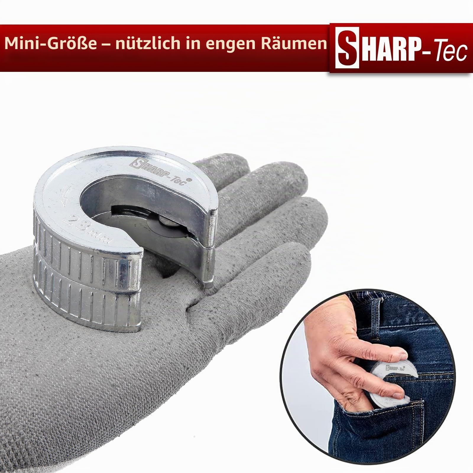 Sharp-tec Rohrschneider für 28 mm Rohr, tragbare Rohrscheibe mit Zinklegierungsmaterial, Schneidradklinge austauschbar, CT-113-W