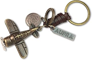 AuPra 3D Plane KeyChain Gift Women Men Leather KeyRing Girl Boy Surprise Addition Keys Present