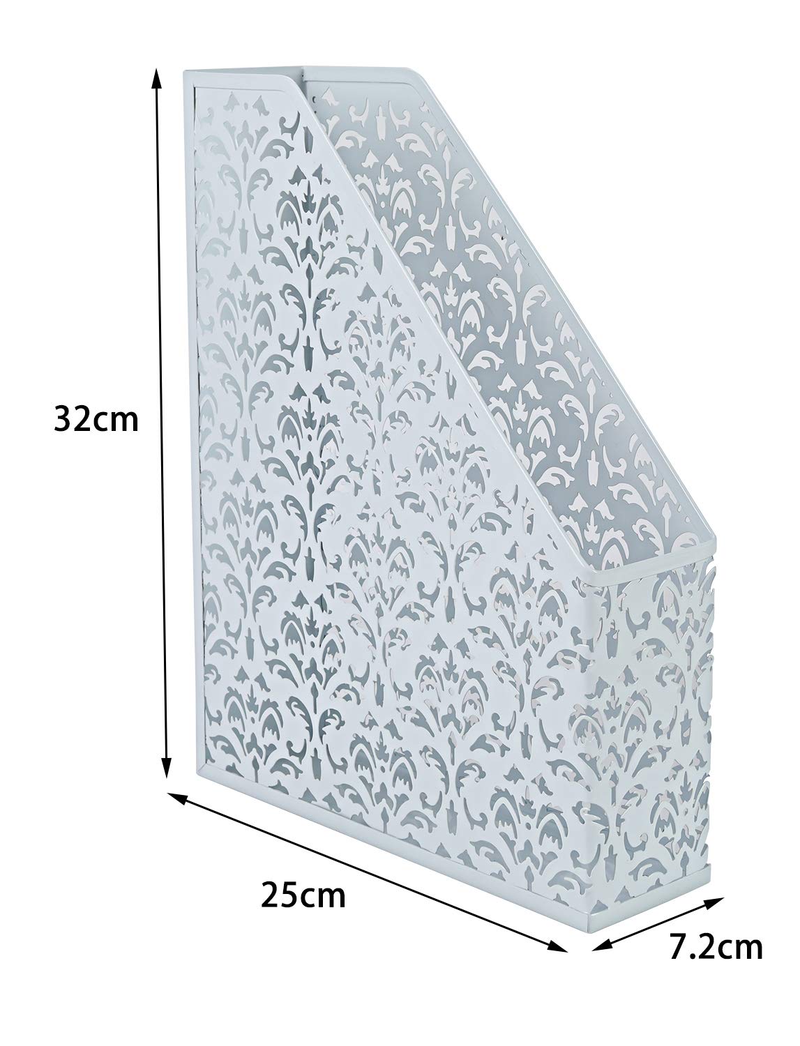 EasyPAG Métal Porte Revue Vertical Corbeilles à Courrier A4 Banette de Rangement Bureau Organisateur de Magazine Range Document Bannette Papier,Blanc