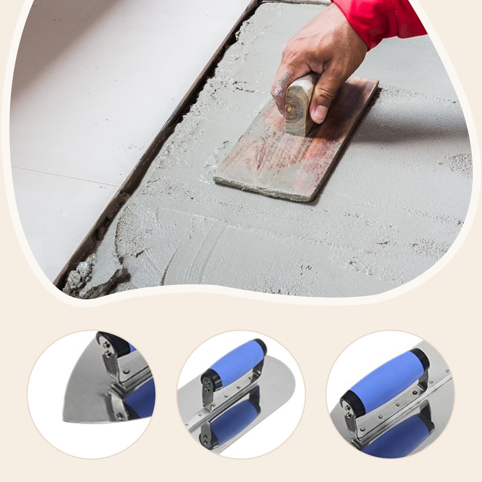 Frattazzo a Doppia Impugnatura Attrezzo per Intonacare con Ampie E Manici Comodi per Finiture E Applicazione Veloce Su Superfici Estese a, 20in Round Pointed
