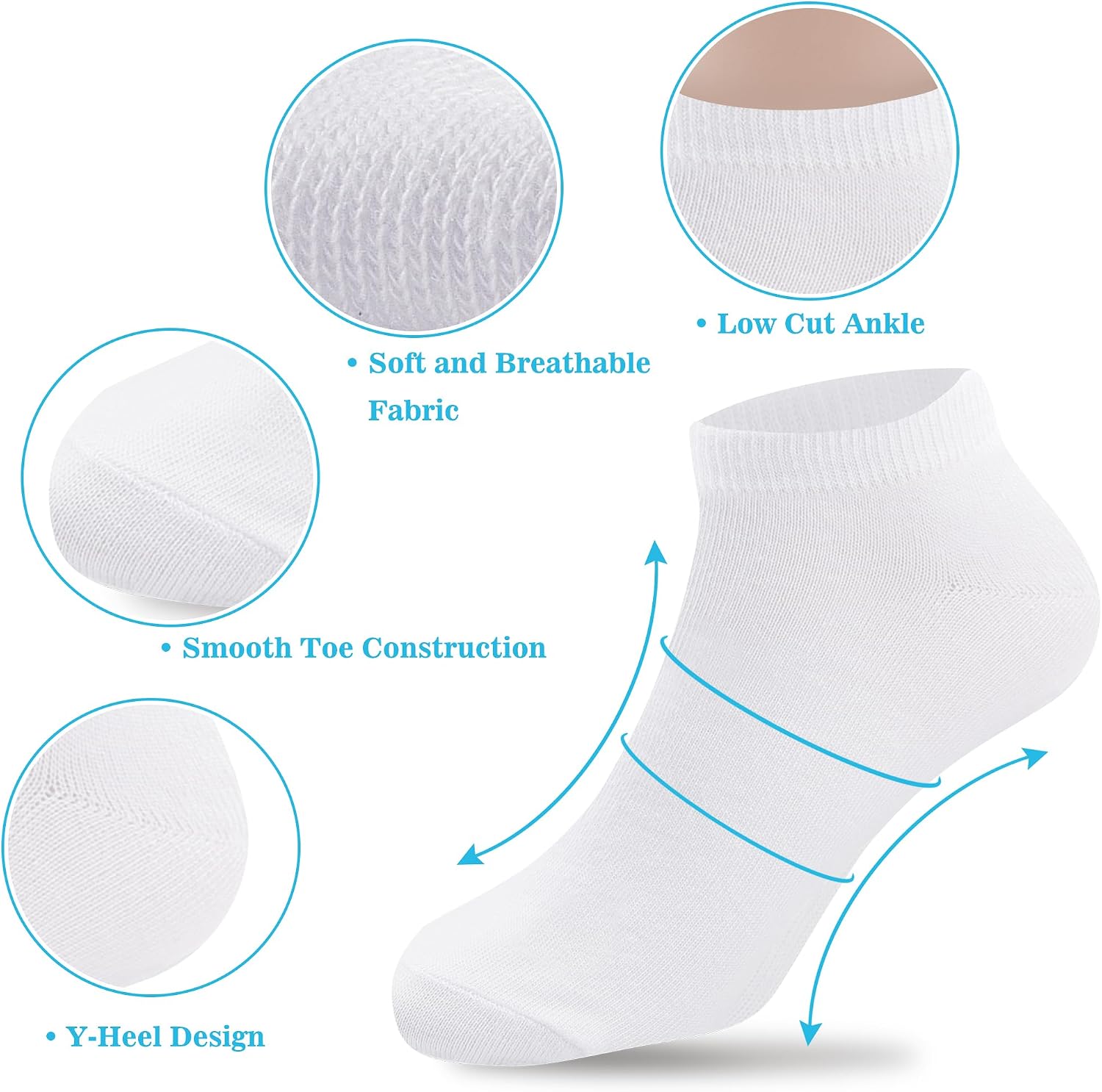 Duufin 20 Pairs Ankle Socks for Girls Low Cut 4-15 Years Old Girls Socks