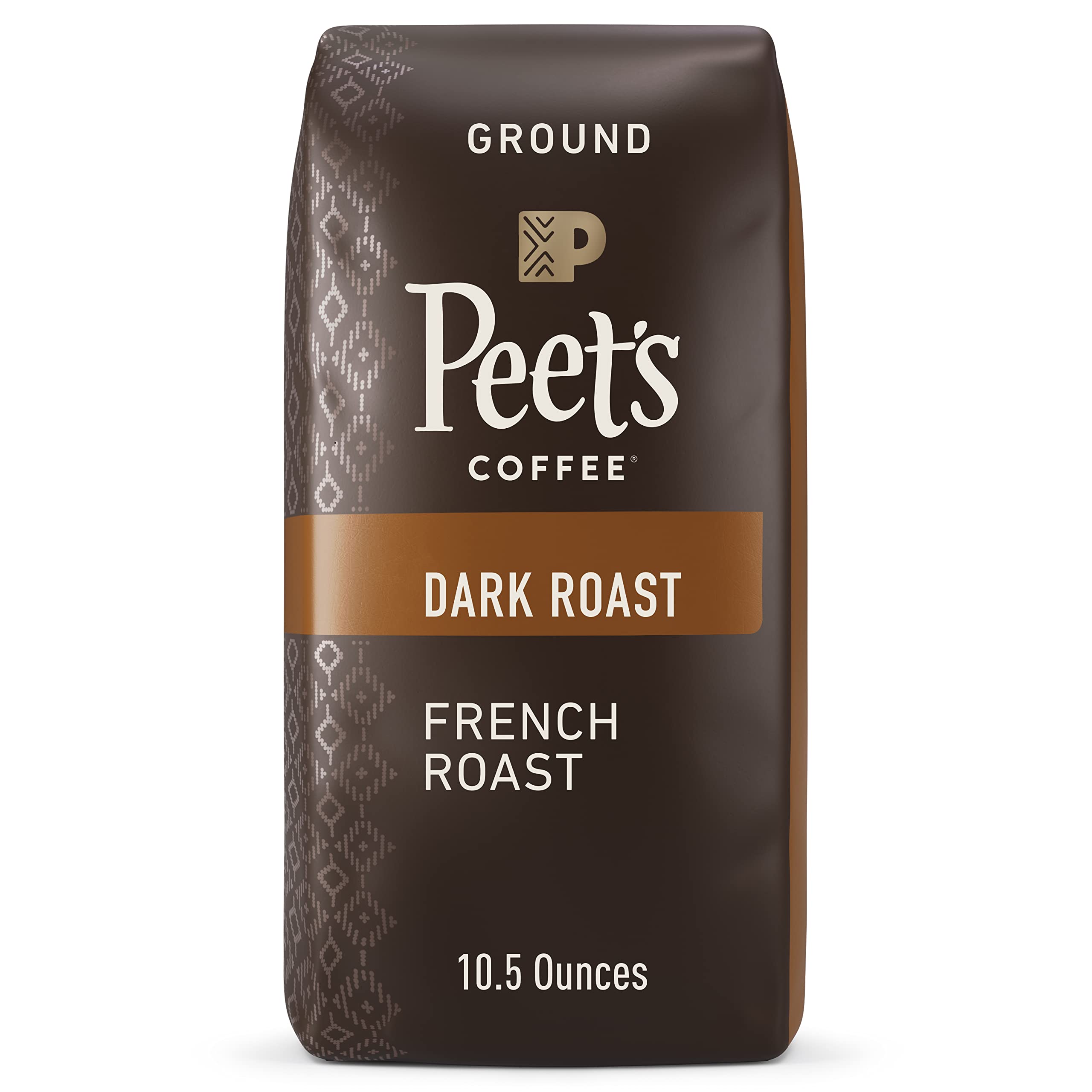 Peet's Coffee, Dark Roast Ground Coffee - French Roast 63 Ounces (6 Bags of 10.5 Ounces)
