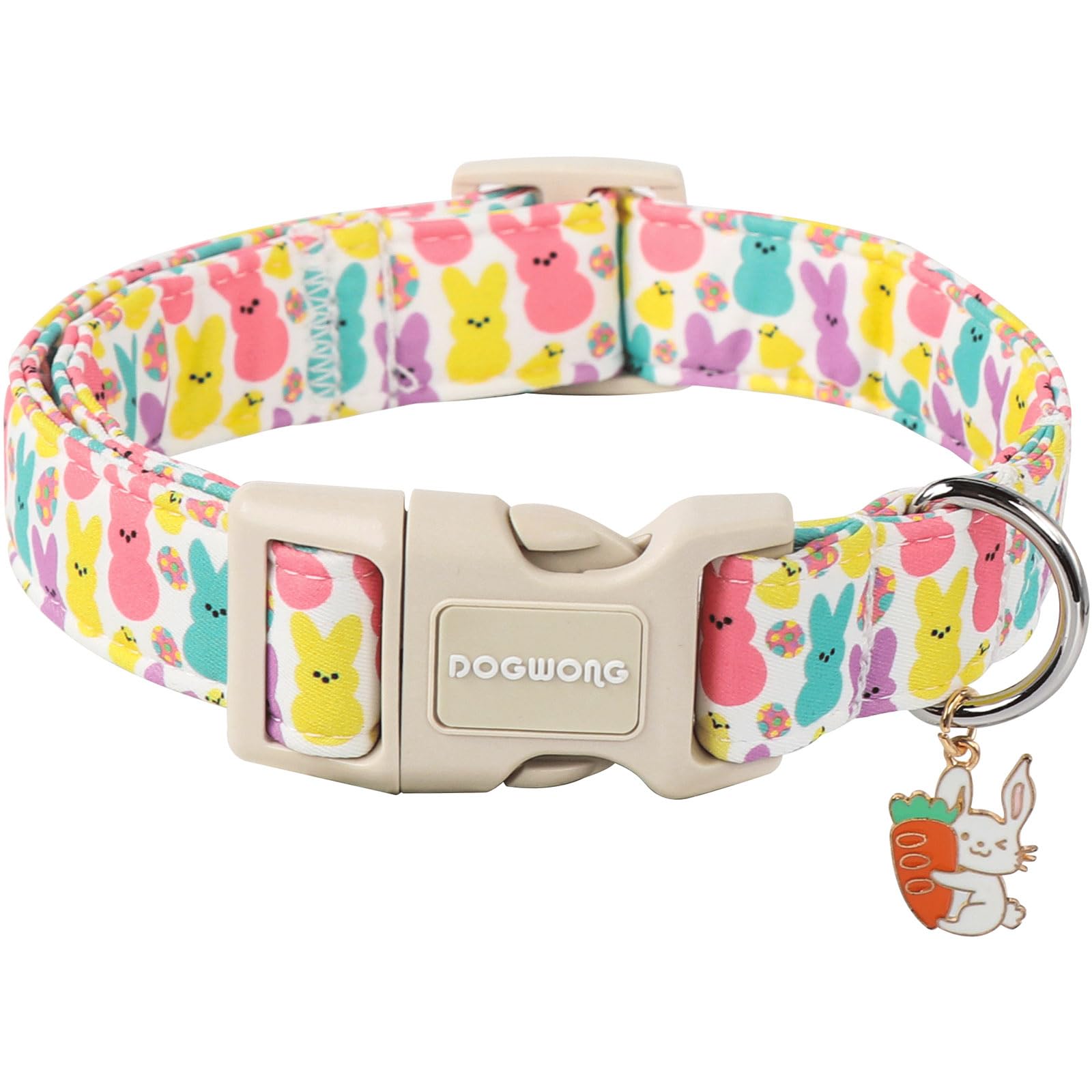 DOGWONG Easter Dog Collar- Cute Coloful Egg Dog Collars Adjustable Designer Easter Day Puppy Heart Dog Collar for Small Medium Large Dogs M