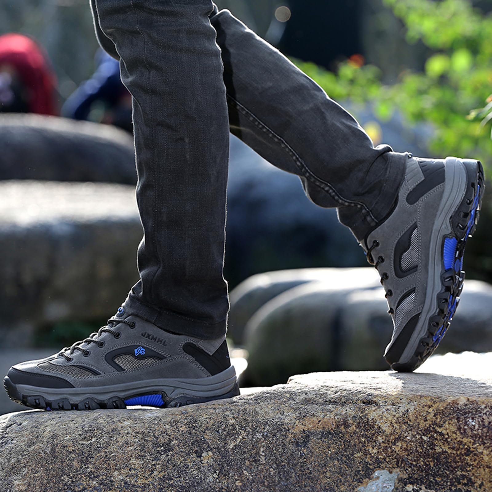 Męskie buty trekkingowe, lekkie, z ochroną kostek – oddychające buty trekkingowe na góry i na co dzień