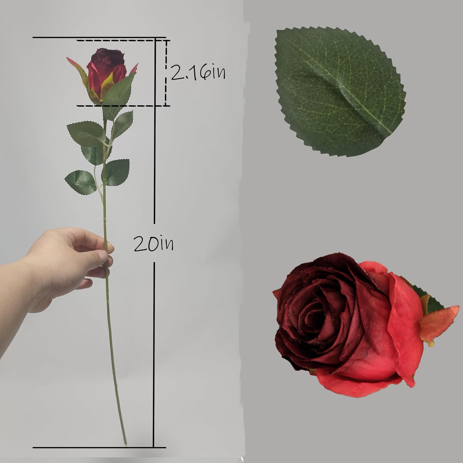 Artificial Roses 10 Pcs - Lifelike Single Stem Fake Roses with Natural Petal Texture,Fade-Resistant Silk Flowers for Wedding Decor,Home Vase Arrangements,Party Centerpieces(10, Red) - Image 4