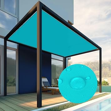 Patio Paradise 7 x 22 Waterproof Sun Shade Sail Rectangle Shade Cloth with Grommets, 260 GSM Patio Canopy Awning 95% UV Block for Backyard Deck Pergola Replacement Cover, Turquoise, Customized