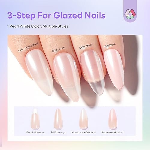 Miniatura 9 de Saviland Polvo de uñas de cromo perla blanca  0.03 oz de polvo cromado efecto espejo para uñas de gel, polvo de uñas cromado de sirena metálica para