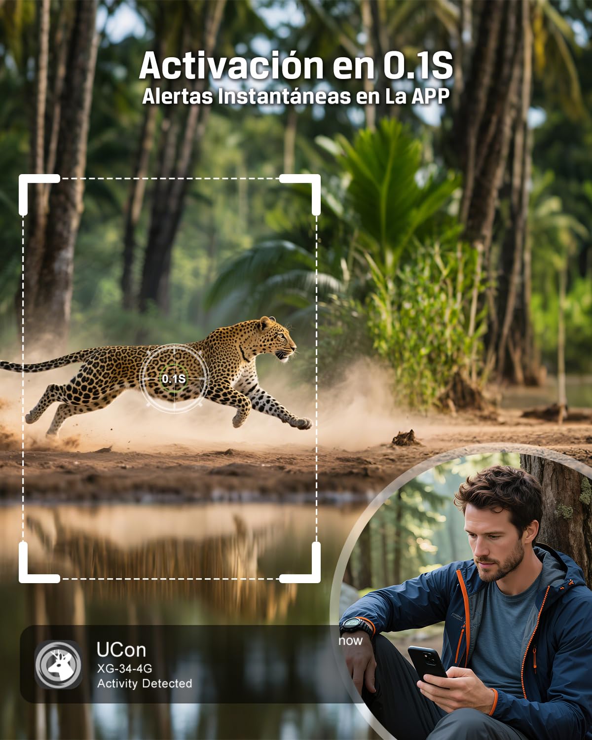 Xega 4G【Detección PIR 3】 Cámara de Caza con Tarjeta SIM y App,2K HD Solar Camara Fototrampeo sin WiFi,Nocturna Invisible 940nm,0,1s Activación,Batería de 7800 mAh,Audio Bidireccional,TF/Nube,GPS IP66