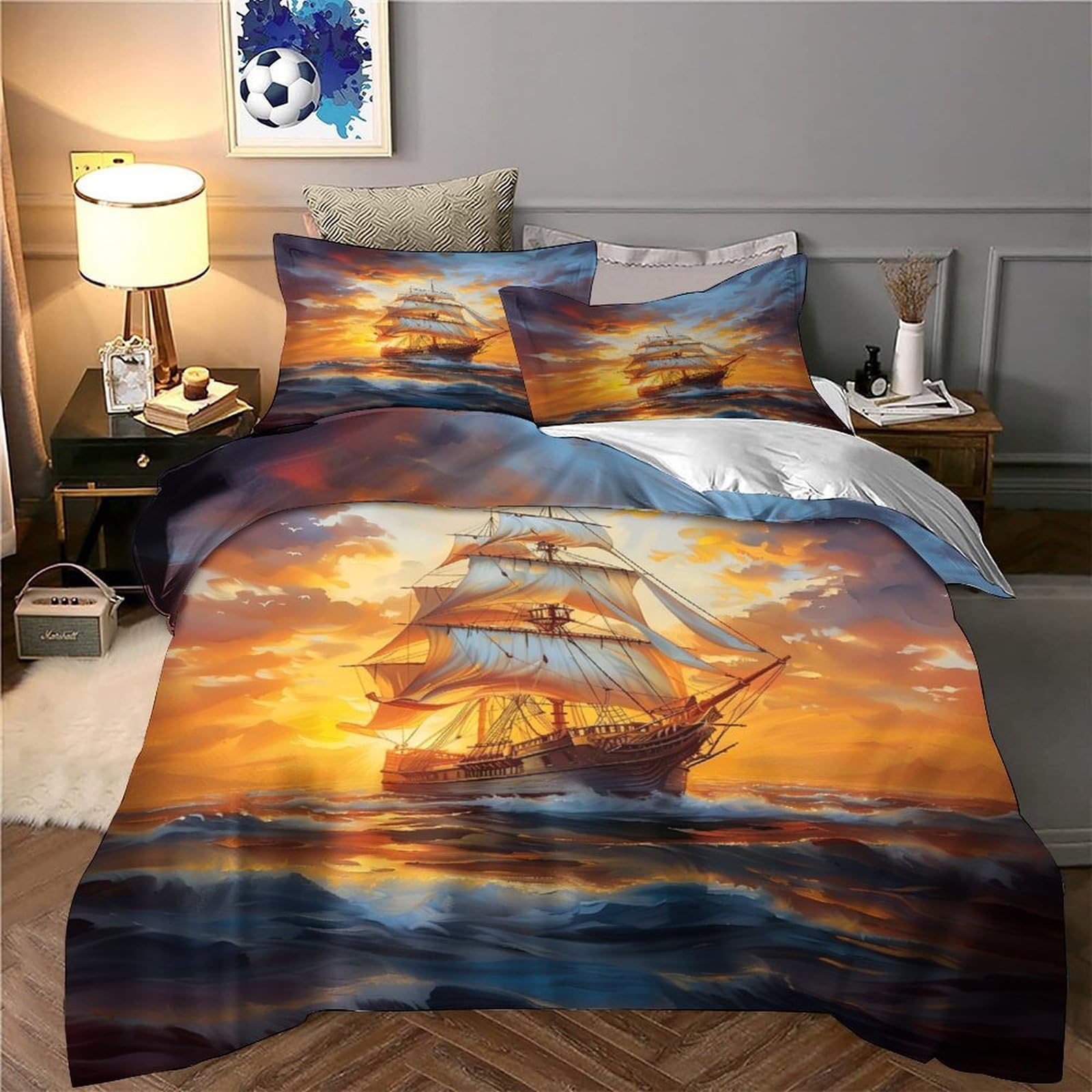 Ferro di cavallo rustico copripiumino 3 Pezzi ultra motivo 3D con federe incluso federe con cerniera Composizione floreale vintage Set Di Copripiumino for ragazze e bambini King（220x240cm）