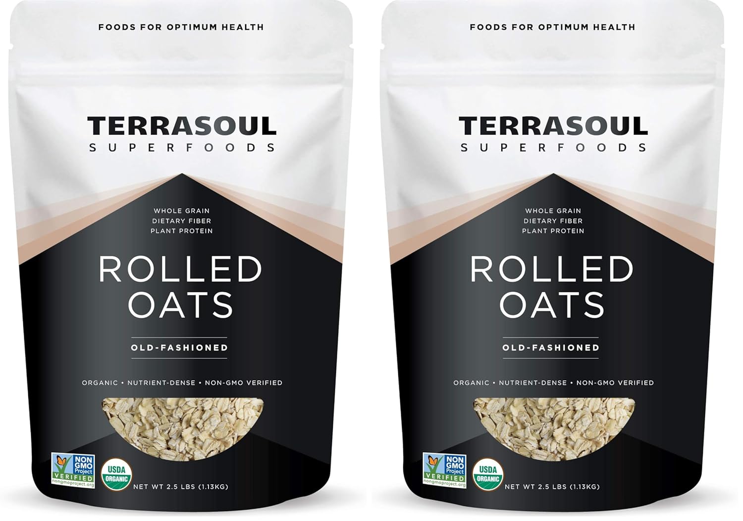 Terrasoul Superfoods Organic Rolled Oats, 2.5 lbs - Gluten-Free | Old-Fashioned | Whole Grain… (Pack of 2)