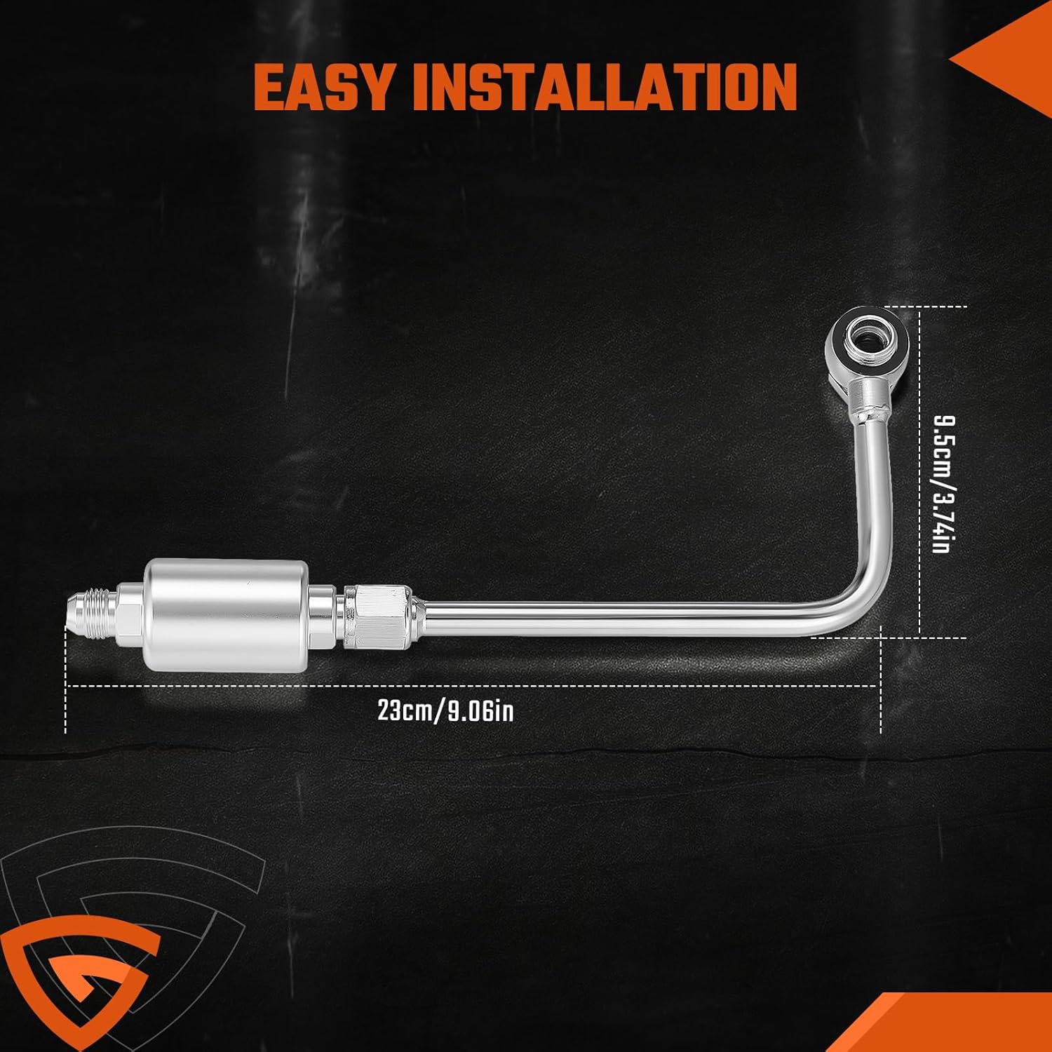 8131 Chrome Steel Fuel Line Kit & Polished Aluminium Fuel Filter w/6 AN male inlet