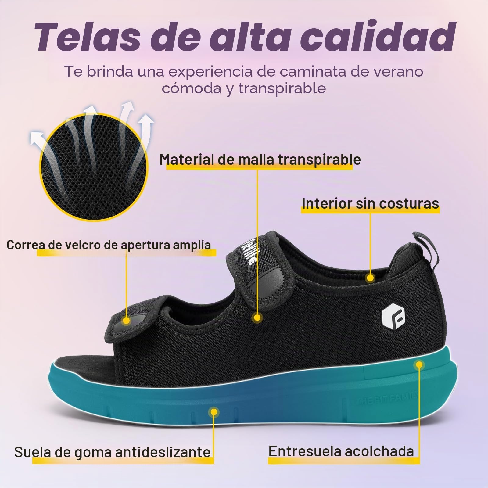FitVille Sandalias para Diabéticos Mujer Ancho Zapatos Ortopédicos Cierre con Hebilla Sandalias de Rehabilitación con Abertura para Pies Hinchados