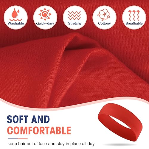 Miniatura 3 de Hotop 20 diademas deportivas para niñas y mujeres, diademas de yoga, diademas elásticas a granel, antideslizantes, elásticas de tela suave, bandas