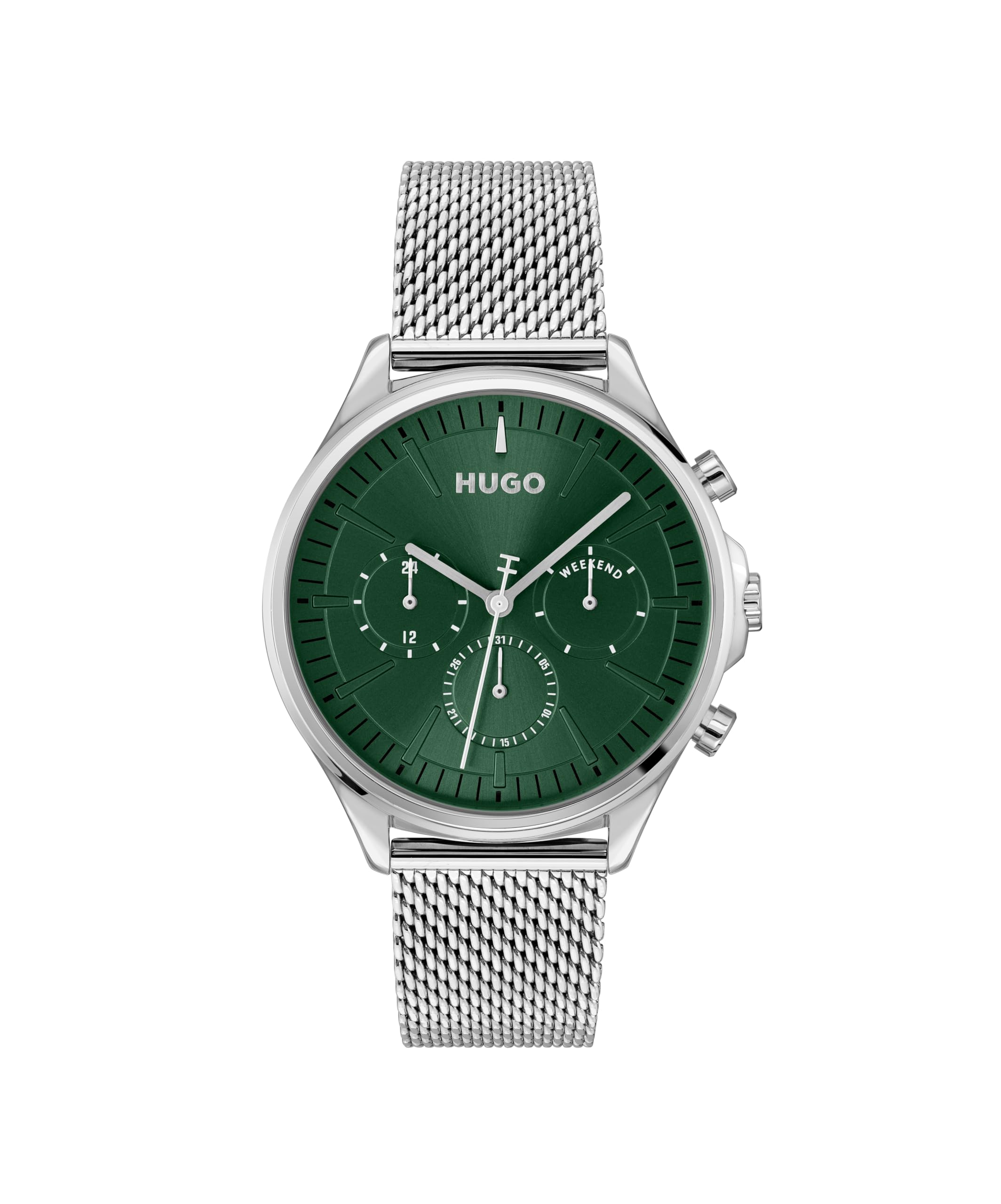 HUGO Analogue Multifunction Quartz Watch for Men #Smash Multi Collection with Silver Stainless Steel Mesh Bracelet - 1530409