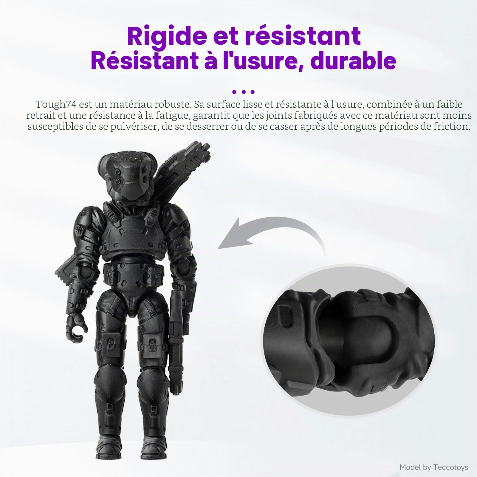 RESIONE Tough74 Résine 3D Ultra-Résistante: Résine Durable Antidérapante Anti-Rupture et Résistante aux Chocs avec Surface Lisse pour Figurines d'Action Longue Durée (Noir 1000g)