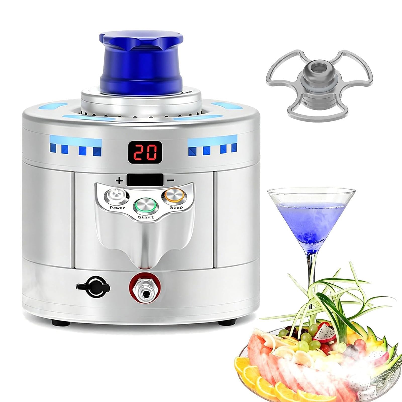 LQQYJSM Fast Glass Chiller & Dry Ice Maker Machine, 2 in 1 Commercial Portable Glass Froster, 6-12s Glass Cooling, 25g Dry Ice Output Portable Food Grade Dry Ice Food Grade
