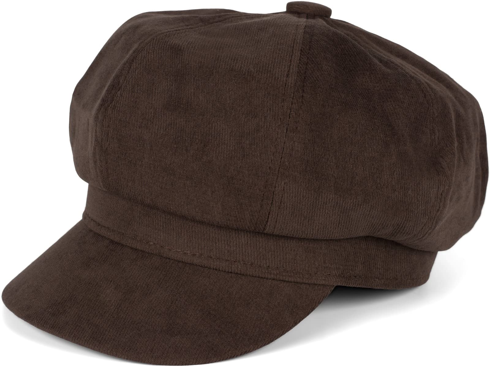 styleBREAKER Ladies Balloon Cap in Soft Fabric, Peaked Cap Vintage Style, Bakerboy Slider Cap, Newsboy Cap 04023086, Colour:Dark Brown
