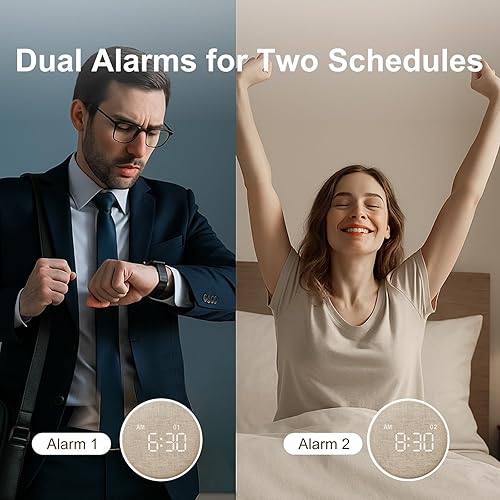 Miniatura 4 de REACHER Reloj despertador vibratorio de viaje para adultos con sueño pesado, reloj despertador digital doble, compacto debajo de la almohada,