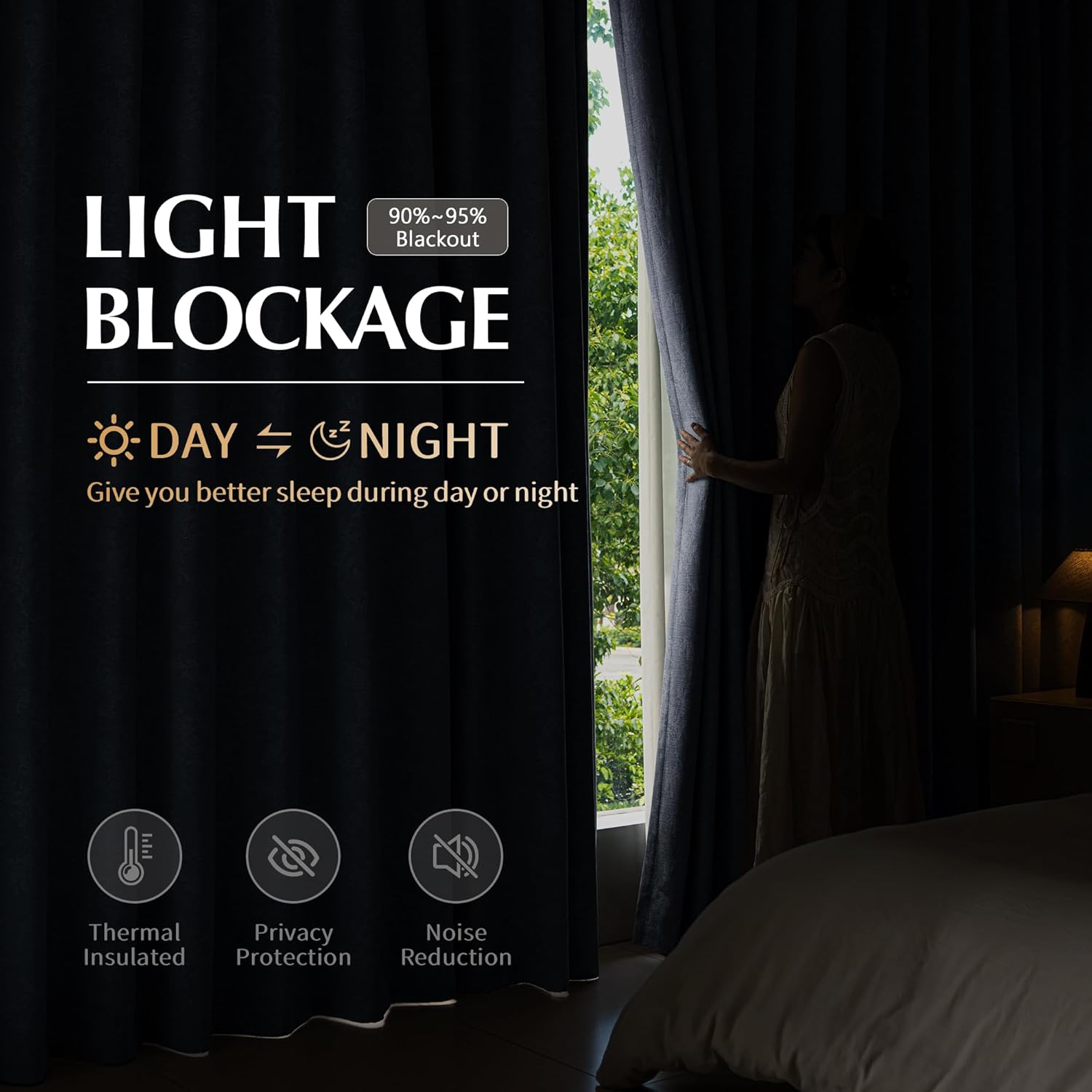 FMFUNCTEX Blue Floral Jacquard Blackout Curtains 84 Inches Long for Bedroom, Scroll Flower Chenille Farmhouse Curtains for Living Room Darkening Thermal Insulated Grommet Window Drapes 2 Panels