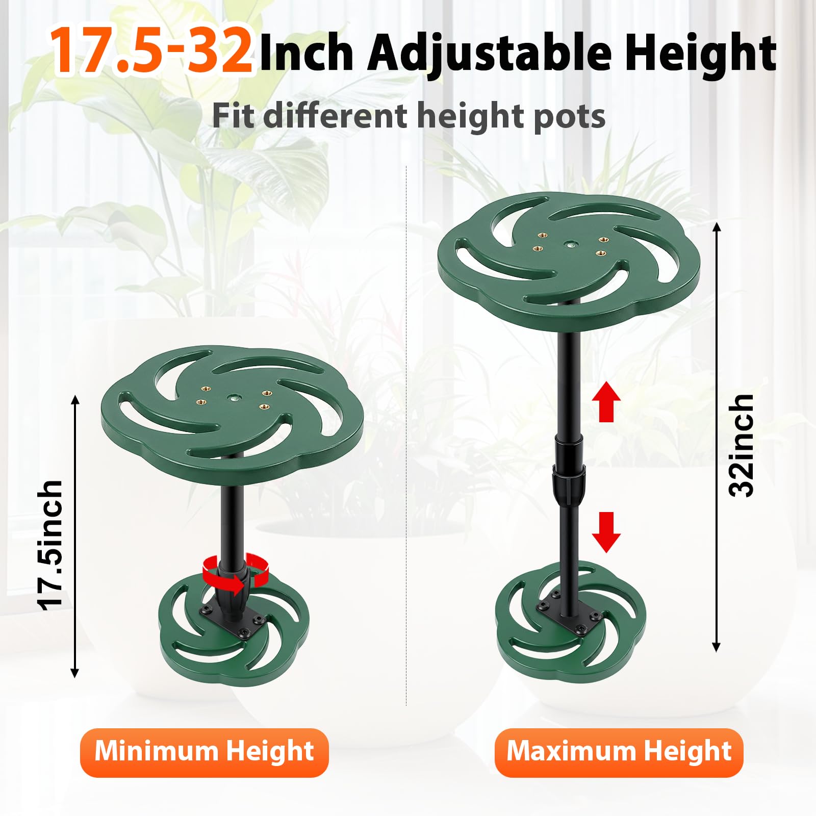 Axcoix Rialzi per piante regolabili in altezza per vasi interni, inserti in plastica per vasi grandi, riempitivi per vasi alti e rotondi (base o parte superiore da 15,2 cm, 20,3 cm, 25,4 cm)
