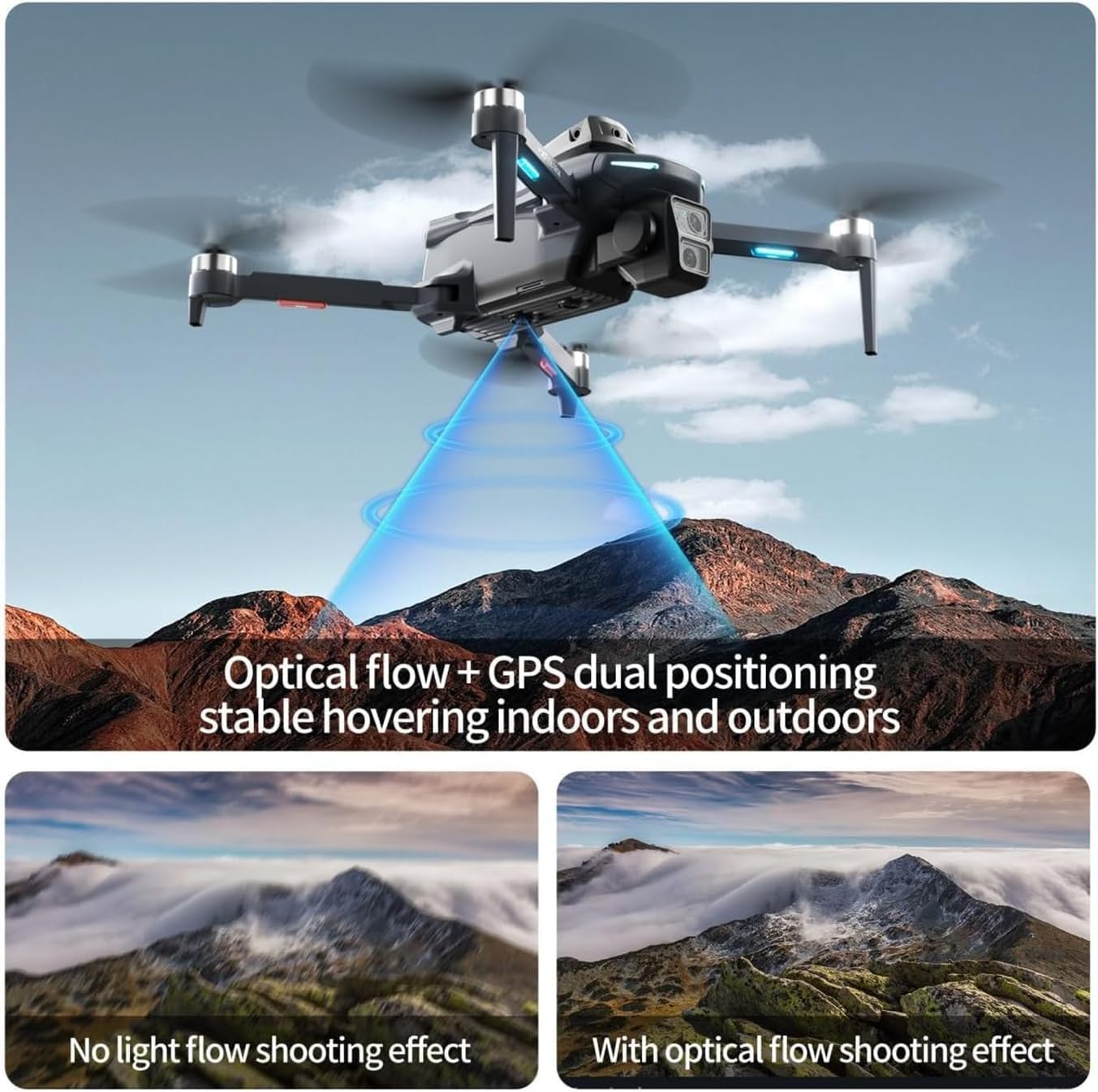 Drone GPS con Dotato di Due Telecamera HD Grande Schermo TelecomandoTempo Volo Circa 30-40 Minuti per Principianti e Adulti