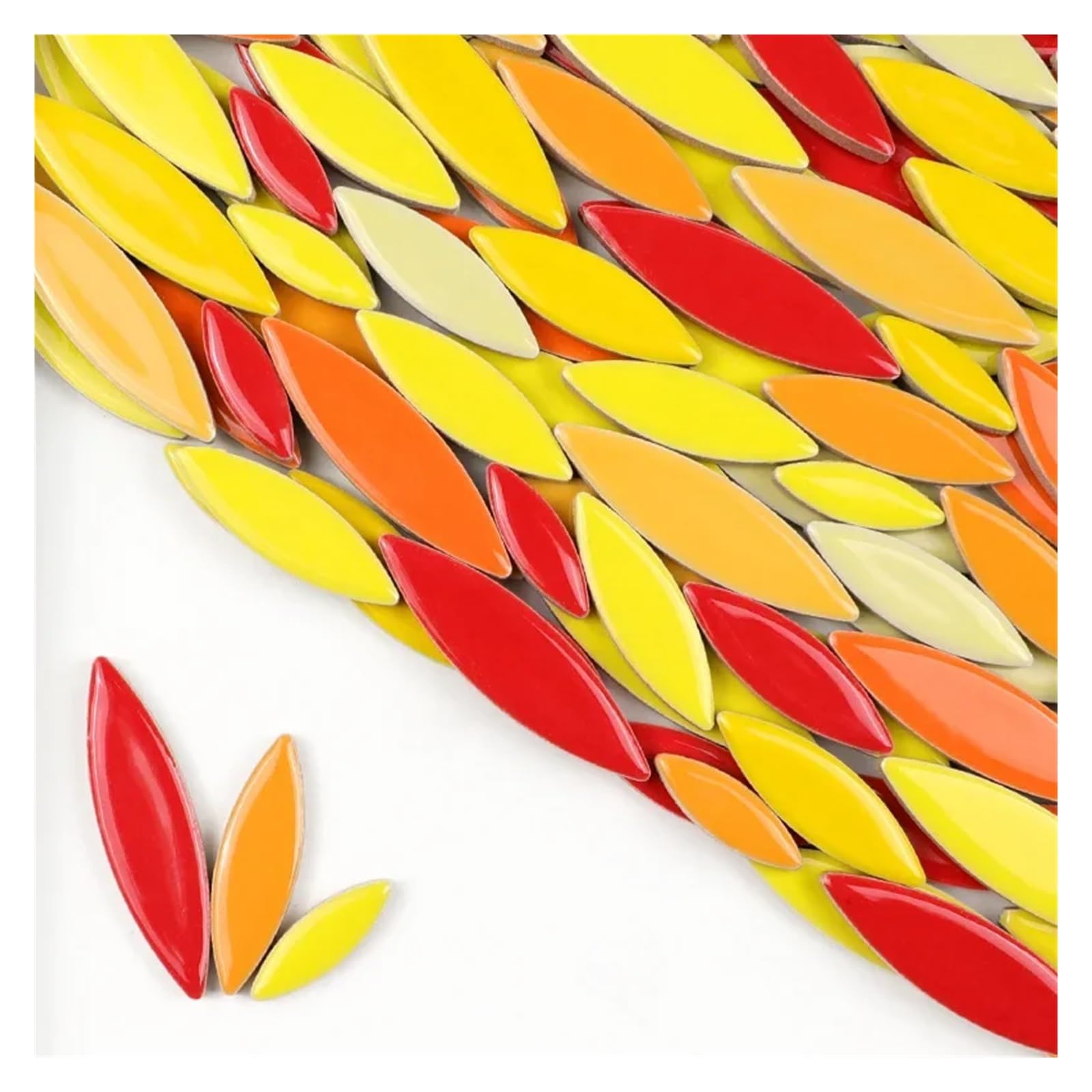 Mosaic Tiles 200g Willow Leaves Mosaic Tiles Porcelain Leaf-Shape Tile 3 Sizes Mix Multi Color DIY Making Stones for Craft Arts Decor