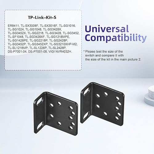 Miniatura 10 de Kit de oído para rack TP-Link de 19 pulgadas para interruptores de montaje en rack 1U Extensor de ancho de 10.6 pulgadas a 19 pulgadas
