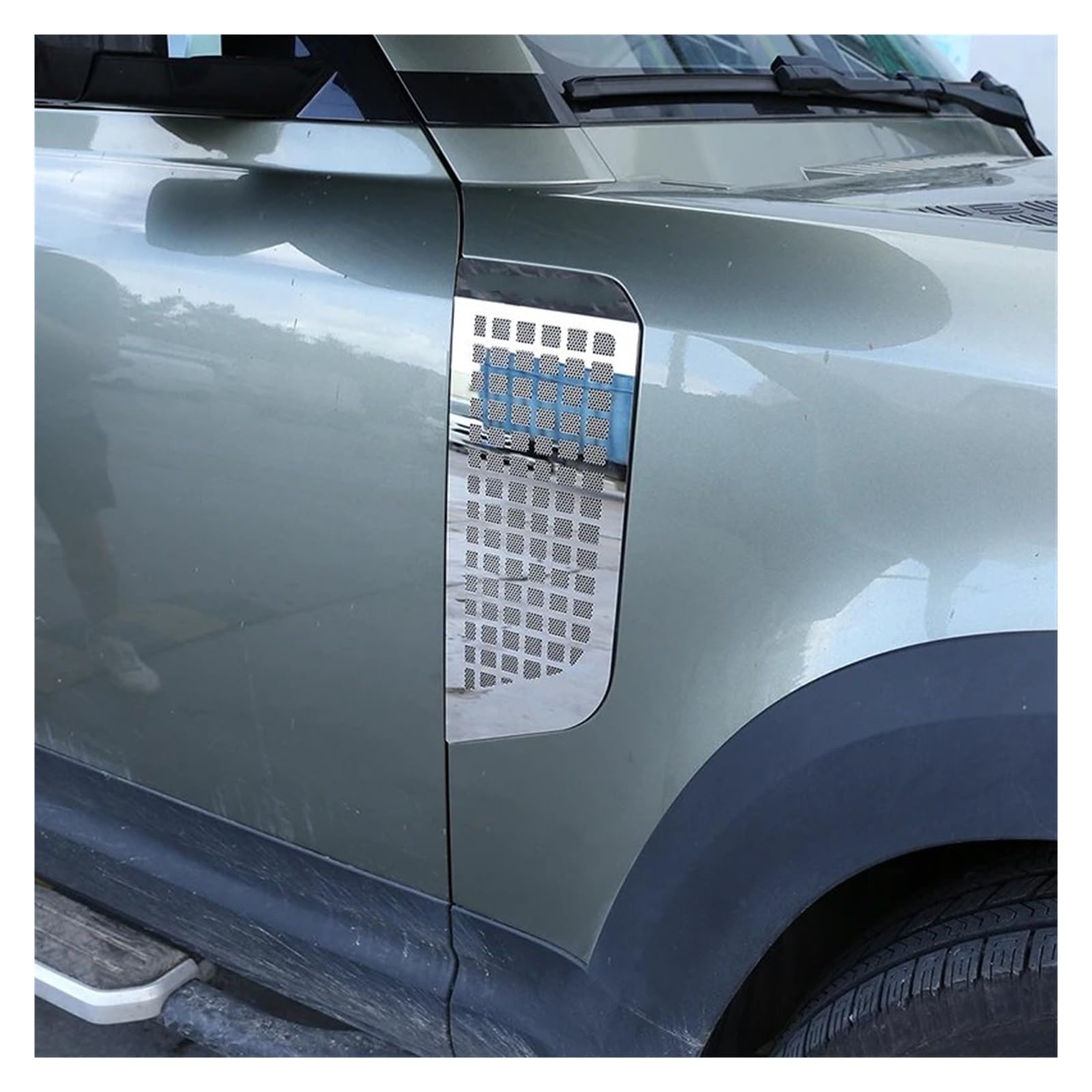 Do Land für Rover für Defender 110 90 2020-2024, stop aluminium, czarny, Auto Air Vent, boczne kratki, grill, osłona siatki, naklejka akcesoria samochodowe, wykończenia wnętrza samochodu (styl A)