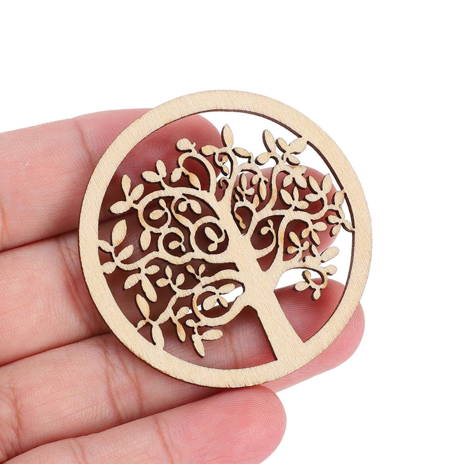 Albero Della Vita Legno, 48 pezzi Albero Decorativi Pendenti Legno Abbellimenti per Decorazioni Fai da Te Matrimonio Nozze Natale, Dimensioni 5 cm/2 pollici