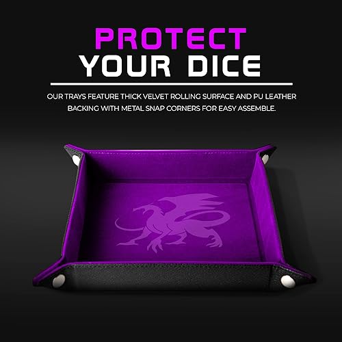 Miniatura 2 de Bandeja de dados  Bandeja de terciopelo morado para dados de AKO Dice  para juegos de rol, DND y otros juegos de dados.