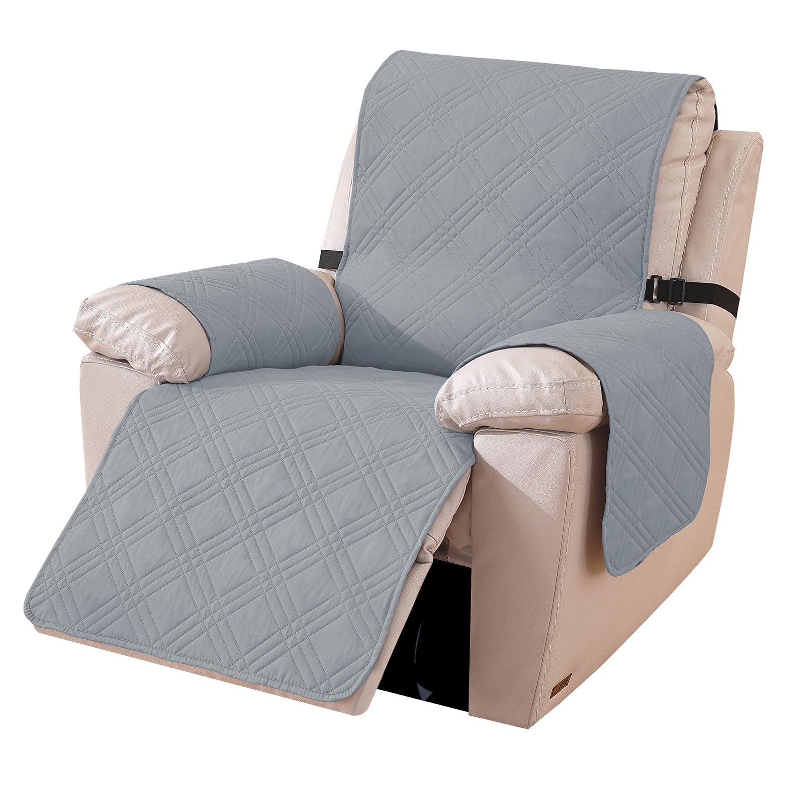 Ystyle Funda Sillon Relax Reclinable, Fundas Sofa Relax Reversible, Funda Butaca Reclinable Antimanchas Antideslizante, Funda Sofa 1 Plaza Gatos Lavable (1 Plaza, Gris Claro + Beige)