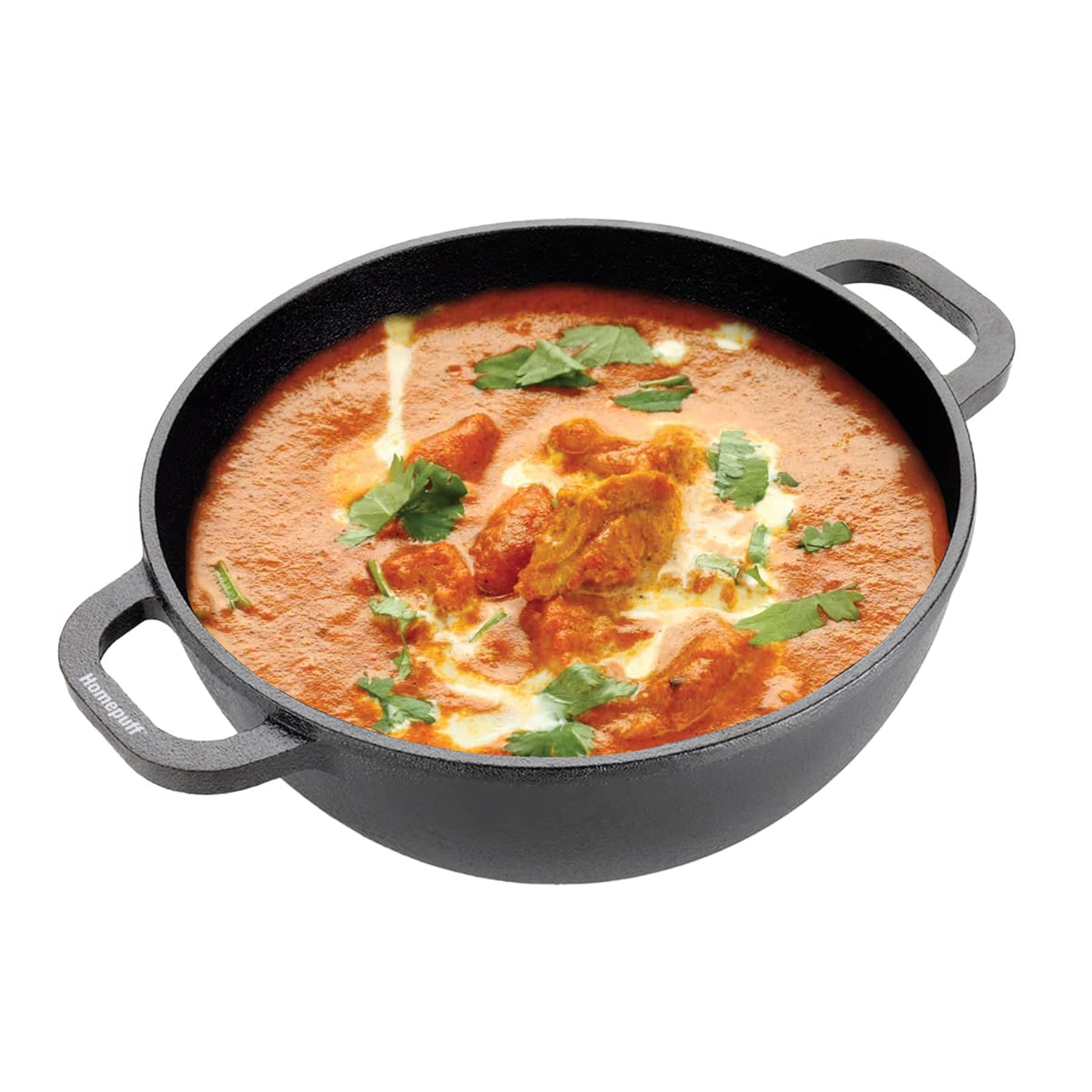 Home Puff Pre-Seasoned Non-Stick Cast Iron Kadai for Cooking & Deep Frying, Healthy Cooking, Coating Free Cookware, Multipurpose Loha Kadhai with Heavy Base, Gas Stove Friendly, with Warranty, 10"