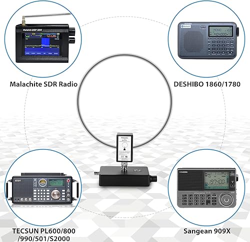 Miniatura 4 de Antena de bucle GA450, antena de radio de onda corta activa GOOZEEZOO con cable BNC HF antena SW 2.3-30MHz MW 522-1710KHz Recepción portátil para