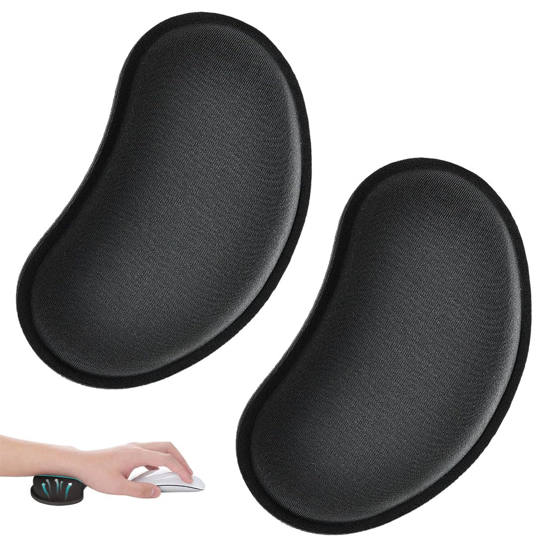 Poggia Polsi per Mouse Memory Foam Ergonomico Nero