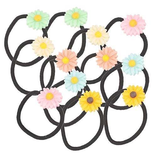 30 ligas para el cabello con margaritas, accesorios para el cabello para niñas, tiaras de pie de cabra para mujeres, bandas de goma negras