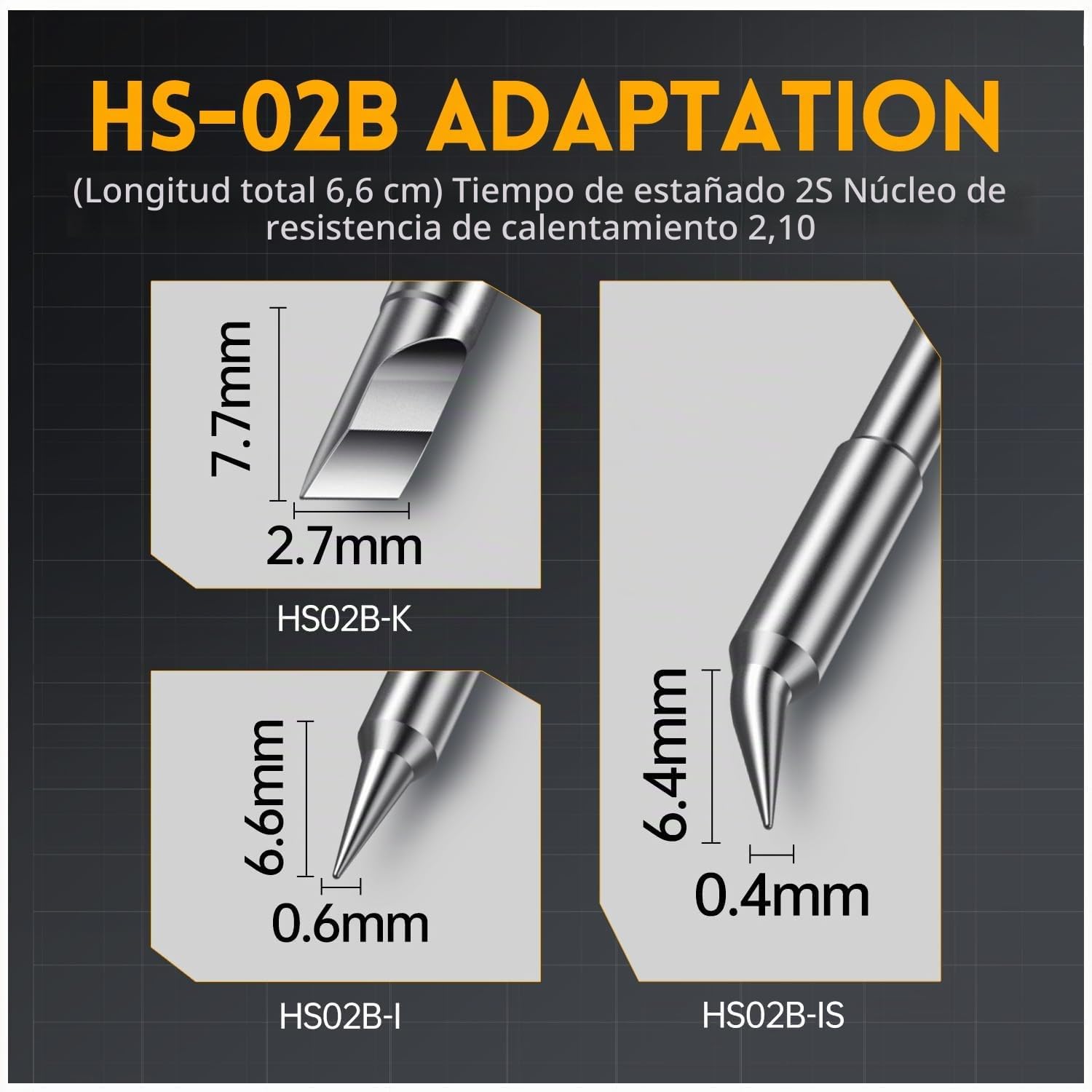 Kit Soldador Portátil, HS-02B 100W 2S Calentamiento Rápido 100-450°C Alimentación DC 9-24V 3 Puntas de Soldadura Lápiz Soldador Digital Inteligente Herramienta Para Reparaciones.