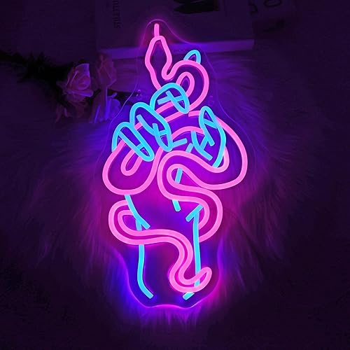 Letrero de neón de serpiente, decoración de barra de luz de neón LED para decoración de pared, letrero de neón LED alimentado por USB, para
