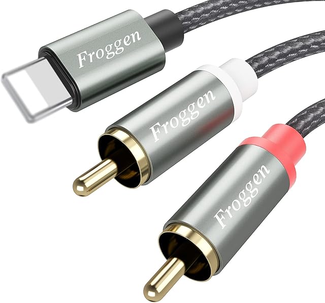 Lightning rca cables, iPhone to Phono Adapter cable Red and White Stereo Audio Lead Y Splitter Compatible with iPhone i-Pad i-Pod for amplifier hifi, dj speakers, stereo amplifier, car amplifier