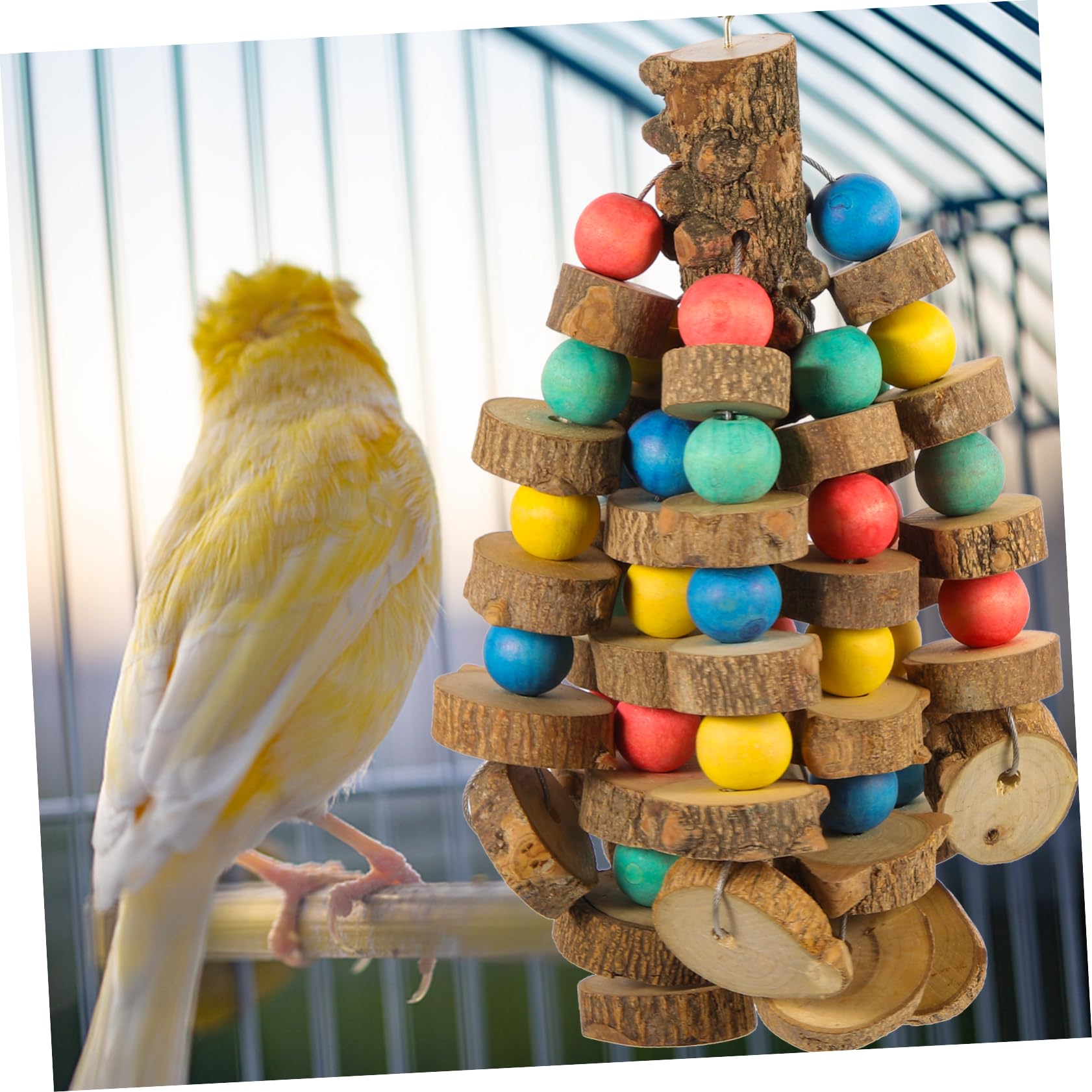Milisten Großes Vogelspielzeug mit Festem Seilanschluss Papageienspielzeug zum Kauen und Spielen Geeignet für Haustiervögel und Drinnen