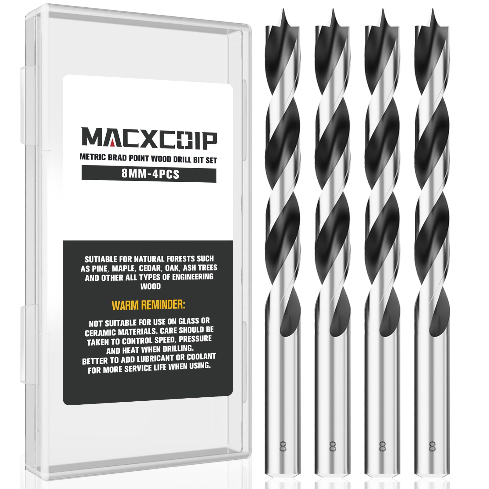 16pc Brad Point Drill Bits - Extra Long Wood Drill Set -14