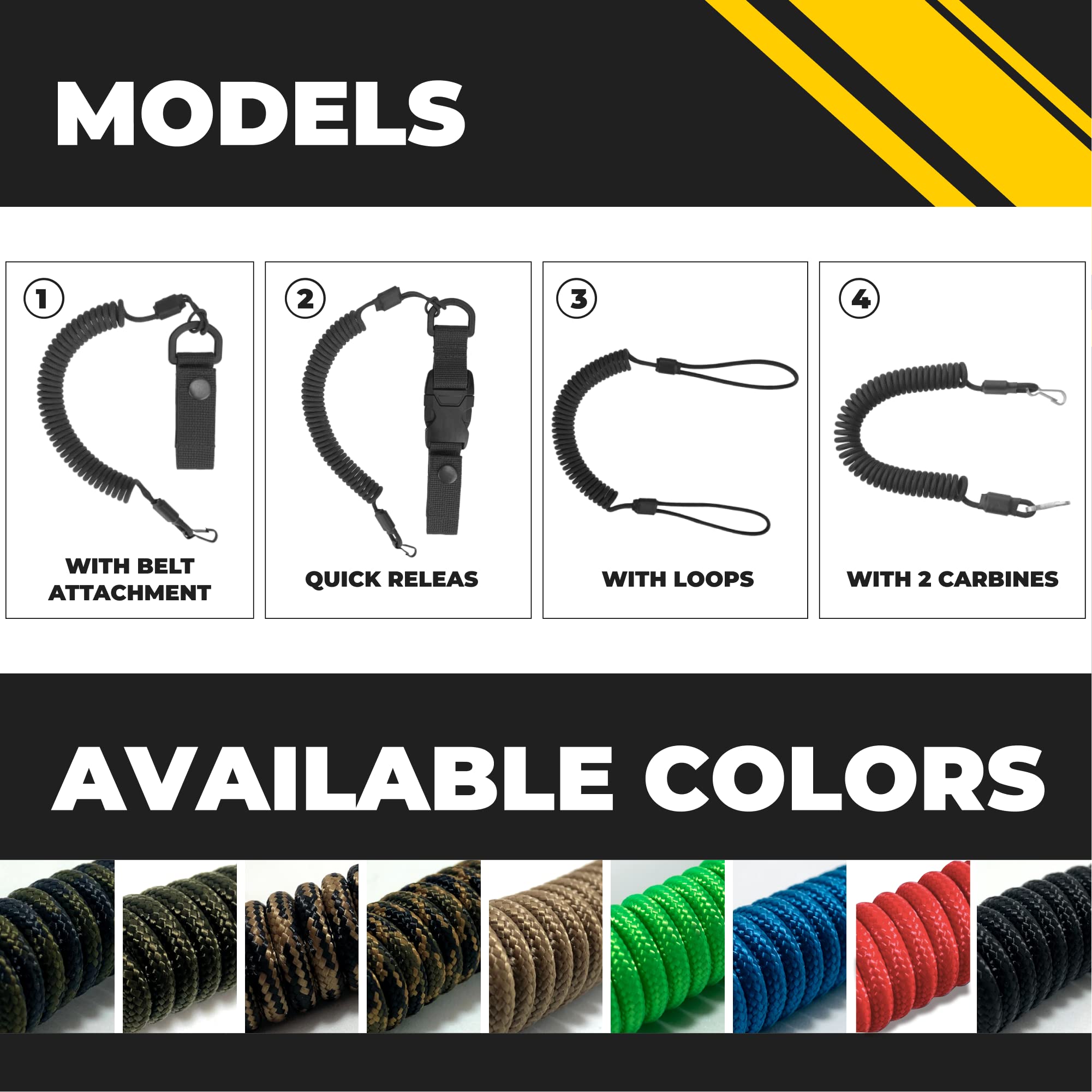 EdcX Paracord Nylon Tactical Lanyard, spiral cable, elastic key pendant made of Paracord, 4 types of fastening to choose from - Image 3