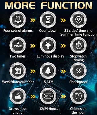 Men's Military Digital Watch Analog Quartz Waterproof Watches Sport Tactical Outdoor Electronic Multifunctional Wristwatch with Luminous Stopwatch Countdown Alarms Big Face Relojes para Hombres