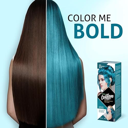 Miniatura 8 de Nisha Cosglam - Tinte semipermanente vegano y libre de crueldad animal, tinte para cabello azul con acondicionador infusionado, sin amoníaco, sin