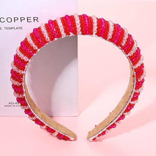 Miniatura 3 de NVENF Diademas para el día de San Valentín con diamantes de imitación acolchadas para mujer, diadema de terciopelo adornada con cristal, accesorios