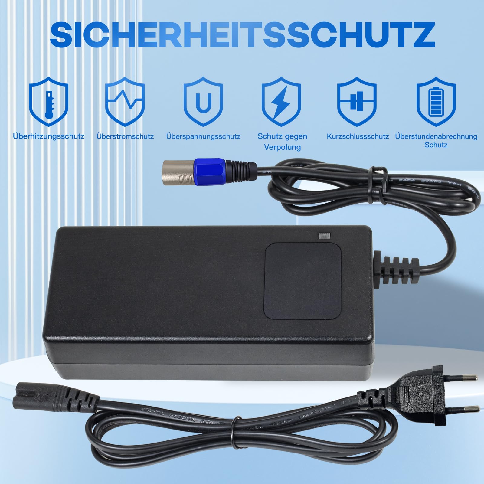 24 V 4 A Chargeur électrique 3 broches XLR mâle pour sièges roulants Lakematic, Pride Mobility, Jazzy Power Chair, Drive Medical, Golden Technologies