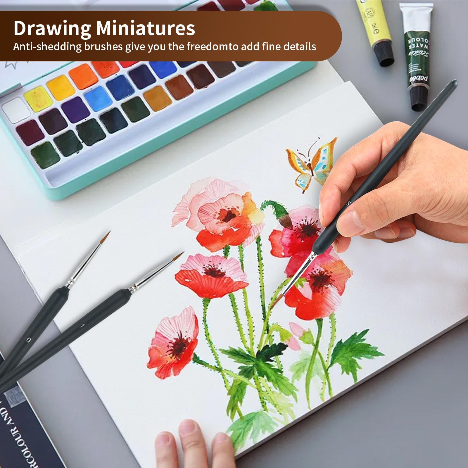 WENJION Lot De 11 Pinceaux Fins Noirs Pour Peinture Par Numéros