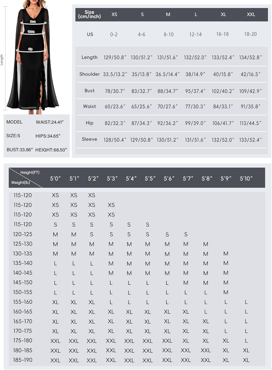 MAYFASEY Women's V Neck Flowy Long Sleeve Split Formal Dress Mesh Ruched Cocktail Evening Party Prom Long Dresses with Cape - Image 5