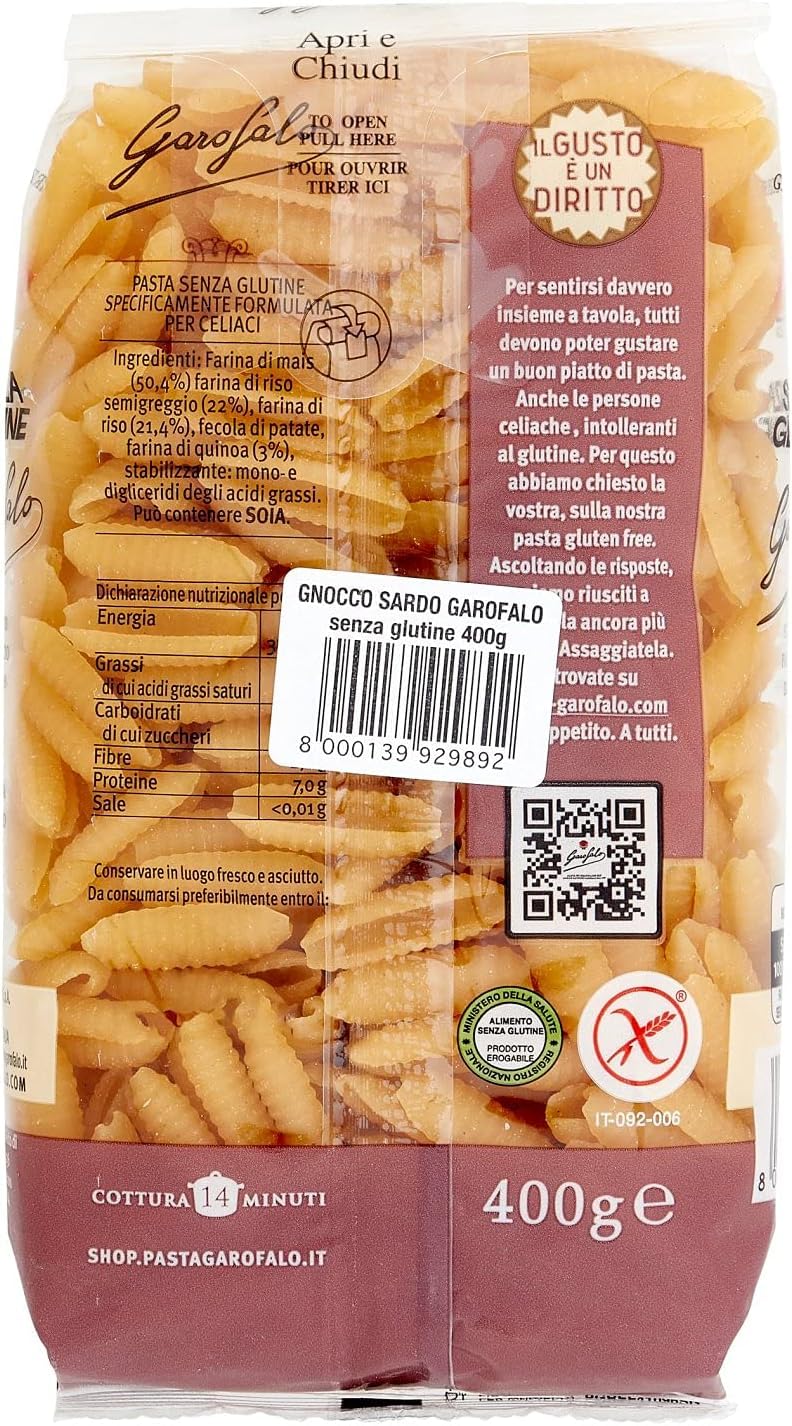 Italian Gourmet Glutenfreie Pasta Gnocchi Sardi, Mais- Reisvollkorn- & Quinoa-Pasta, italienische glutenfreie Nudeln für Pasta-Gerichte, Großpackung 24 x 400 g + Italian Gourmet Polpa